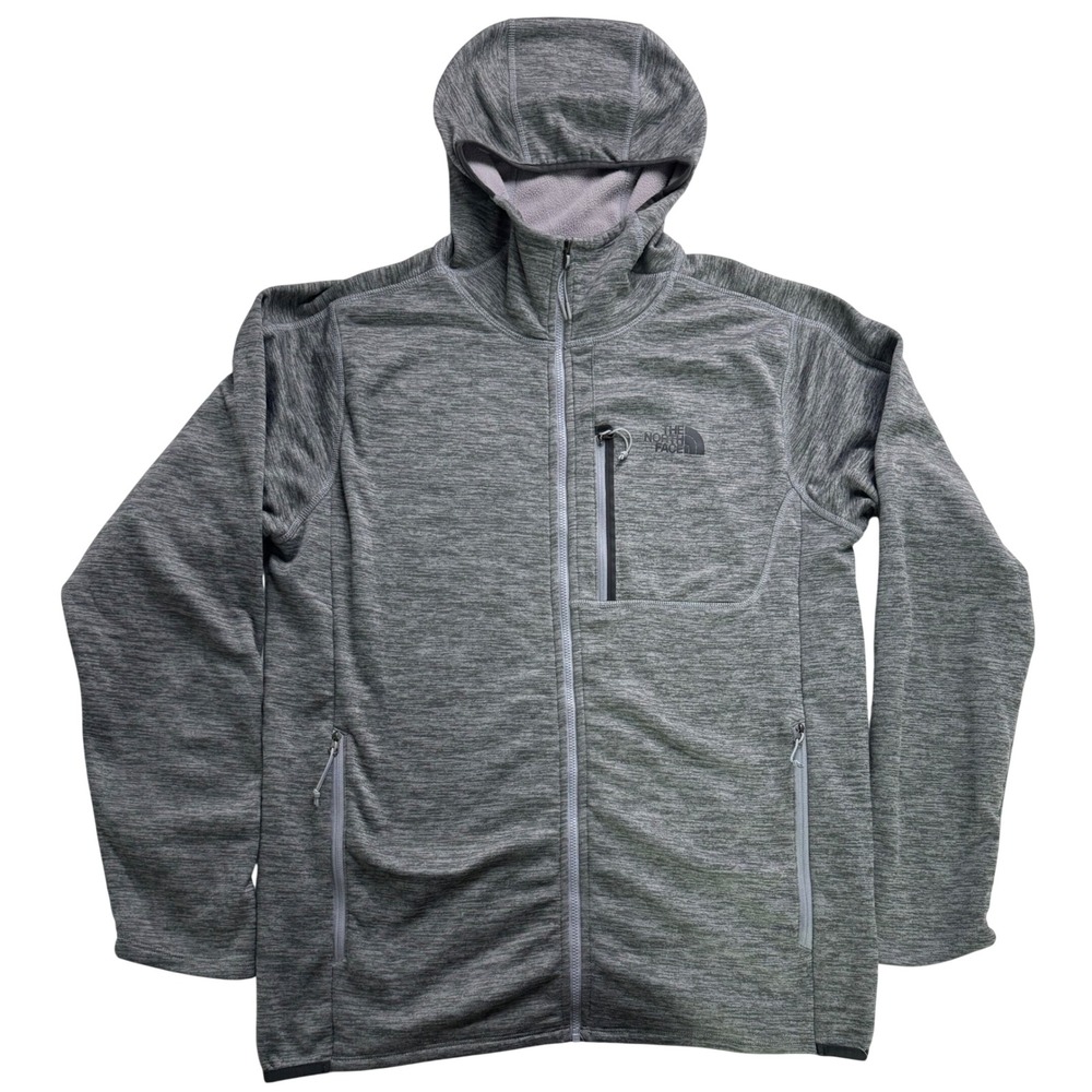 The North Face Mens Grey Heather Full Zip Fleece Hoodie Jacket Large